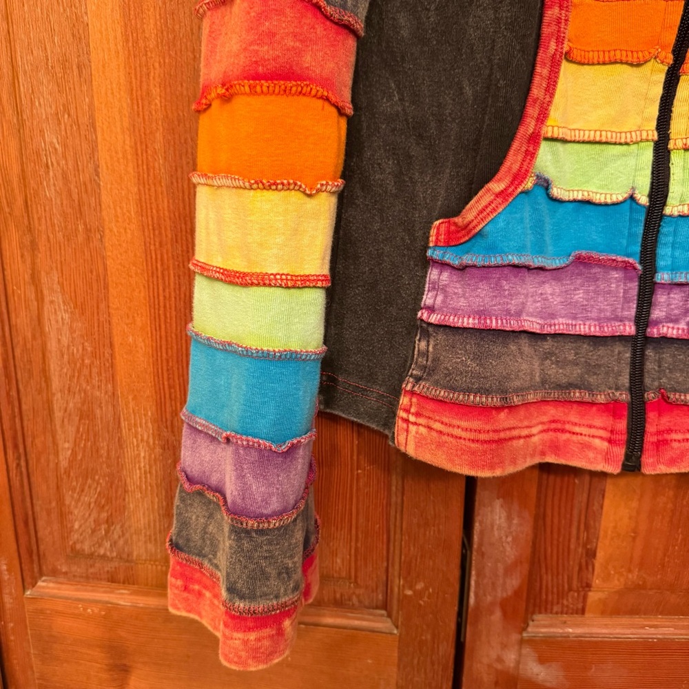 Rainbow Patchwork Full Zip Hoodie - image 3